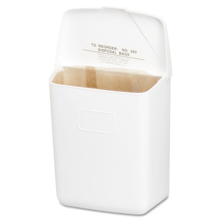 Hospeco 1 gal Rectangular Institutional Plastic Can, White, Top Door, PPC Plastic, 8.75 in 250-201W